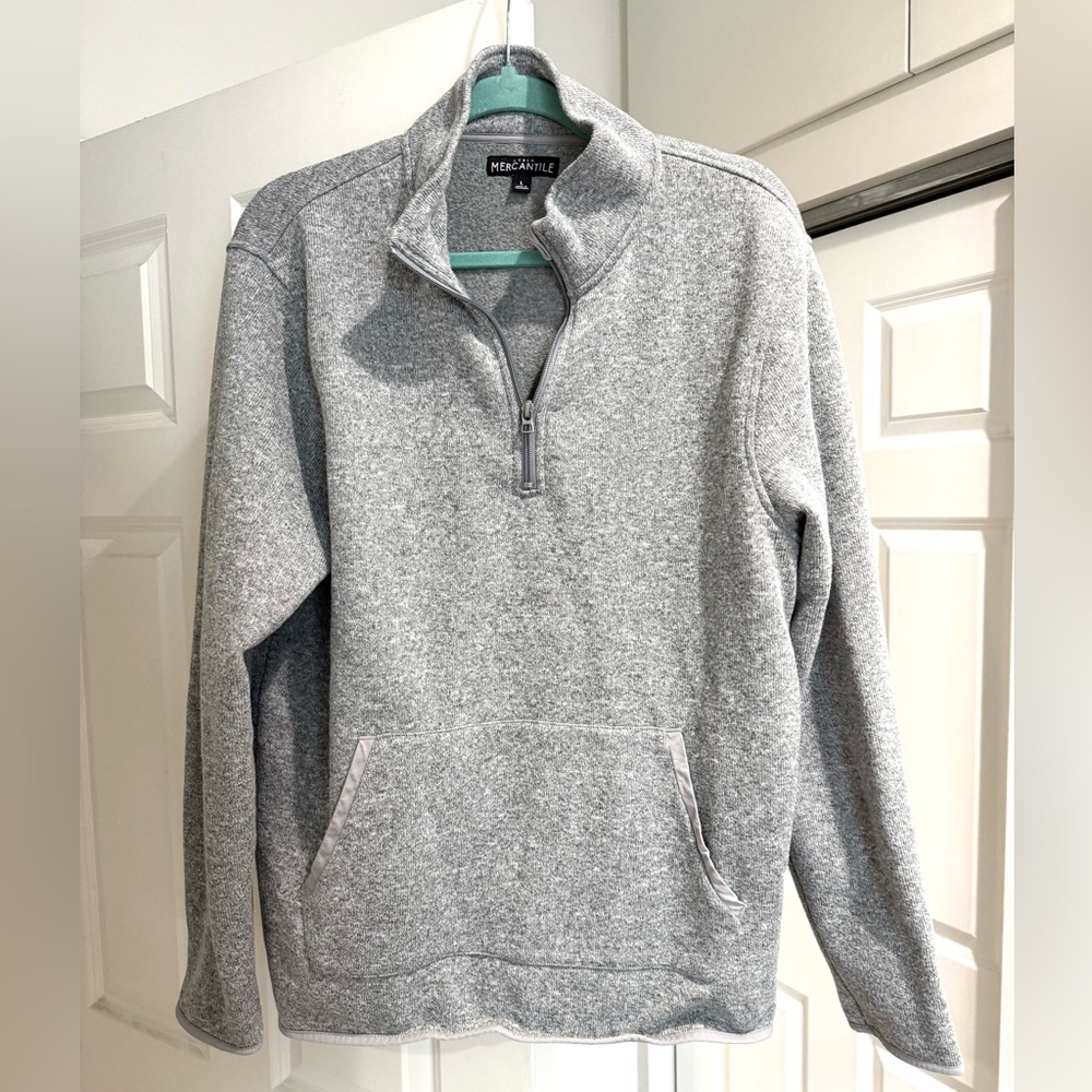 J.Crew Mercantile Men's Fleece Half-Zip Pullover, Marled Grey L